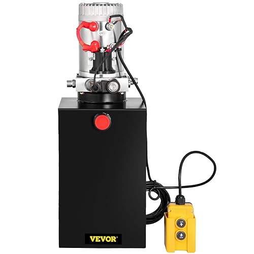 Mophorn Single Acting Hydraulic Pump 12V DC Hydraulic Power Unit 3.75 Gallon Dump Trailer Pump Steel Hydraulic Power Unit (Steel, 15 Quart/Single Acting) - Poueer