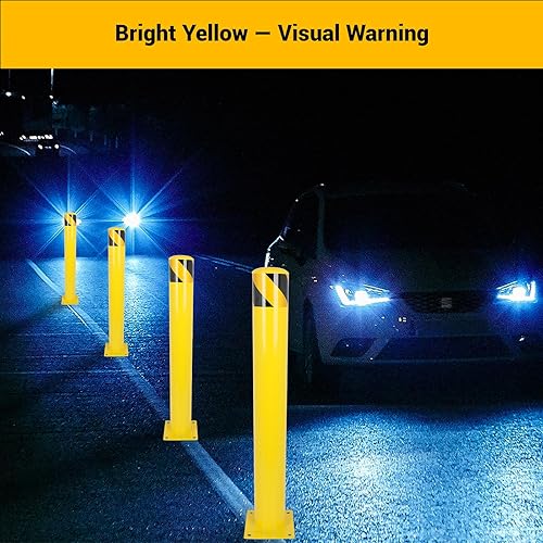 Safety Bollards Post, 36 inch Height 4.5 inch Diameter Steel Bollard Post,Anti-Collision Safety Post, Bollard Post for Parking Lots, Parks and Streets, 6 Packs - Poueer