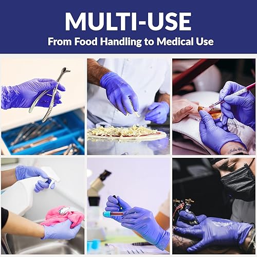 Klex Nitrile Exam Gloves - Medical Exam Grade, Powder Free, Rubber Latex Free, Strong 3.5mil, Food Safe, Lavender - Poueer