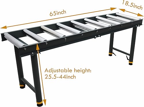 TECHTONGDA 9 Rolls Conveyor Roller Stand Adjustable Height 440LBS 65 Inch Length 18.5 Inch Width with 2.3 Inch Rollers Diameter Stainless Steel Silver - Poueer