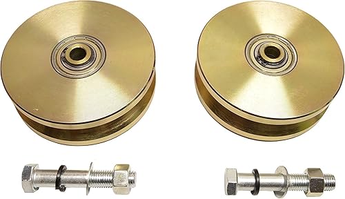 JM Steel 6' V Groove Wheel with Double Bearing Sliding Gate 5000 Pound Roller Slide, Screw, Bolt, Nut, Flat Washer and Tension Washer. 2 Units, 1 Pair. - Poueer