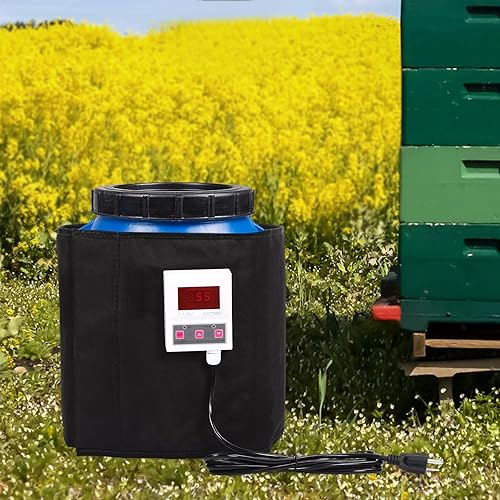 5 Gallon Honey Bucket Heater, 110v 400w Honey Bucket Blanket Pail Heater with Temperature Control 68-230℉, Adjustable Honey Electric Bee Blanket with Fixed Thermostat - Poueer