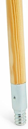 60-Inch Wood Push Broom Handle, Threaded Metal Tip (CW57741) - Poueer