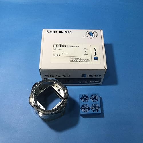 ROXTEC RG-M63/4 Polyamide Cable Gland, 4X (3.5-16.5), 4 Pole, RG00063040046, Diameter Range: 0.13 to 0.65 INCH, Nickel Plated Brass Finish - Poueer