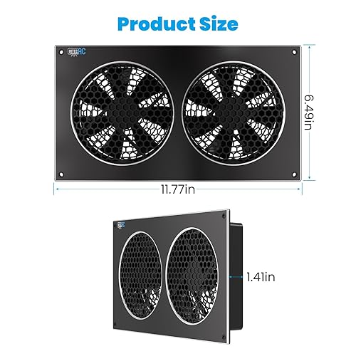 12' USB Quiet Cabinets Cooling Fan System with Smart Controller, for Home Theater AV Cabinets,Plant House, pet Kennel - Poueer