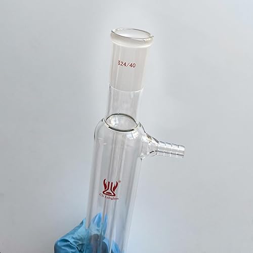 Liebig Condenser, Borosilicate Glass Liebig Condenser with 24/40 Joints, 400mm Jacket Length & 10mm Glass Hose Connection, Lab Glassware - Poueer
