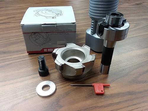 4' 90 Degree indexable face Shell Mill, face milling Cutter APKT w. R8 Arbor - Poueer