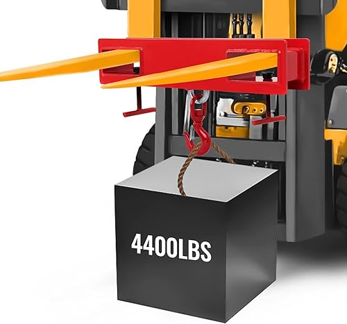 Universal Forklift Lifting Hook, 4400lbs Capacity Lifting Hoist, Forklift Mobile Crane and 2 T-Screws (Red, Steel, Powder Coated) - Poueer