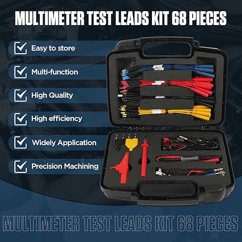 104PCS Automotive Circuit Test Leads Kit Electrical Breakout Leads Automotive Kit Multimeter Test Leads Kit with Alligator Clips,Banana Plug Test Lead,Oscilloscope Probe - Poueer