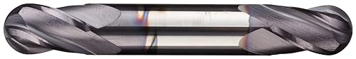 N89985 Carbide Ball Nose End Mill, Stub Length, TiAlN Finish, Roughing and Finishing Cutting, 30-Degree, 4-Flute, 3' Overall Length, 0.500' Cut Diameter, 0.500' Shank Diameter - Poueer