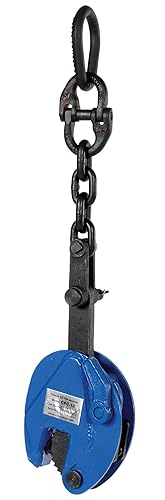 Vestil CPC-10 Steel Vertical Plate Clamp with Chain 4 In. x 1-31/32 In. x 16-7/8 In. 1000 Lb. Capacity Blue - Poueer