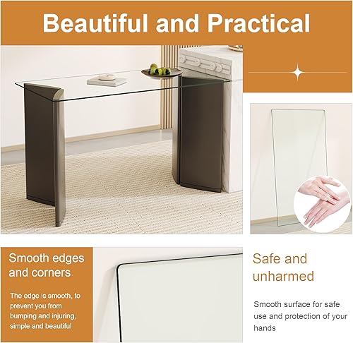 Clear Tempered Glass Tabletop 24x48 Inch with High-Temperature and Scratch Resistance, Easy to Clean, Suitable for Various Occasions - Poueer
