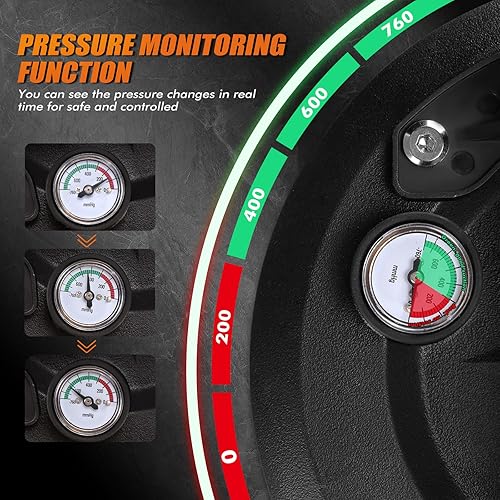 8' Heavy Duty Suction Cups with Pressure Gauge, Glass Suction Cups to Lift Large Glass, 2 Pack 880 lbs Load Capacity, Suction Cups with Carrying Case for Window,Tiles, Windshield - Poueer