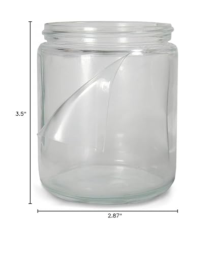 GLA-00946 Clear Glass Round 8oz Safety Coated Straight Medium Jar, with 70-400 Neck Finish (Case of 24) - Poueer