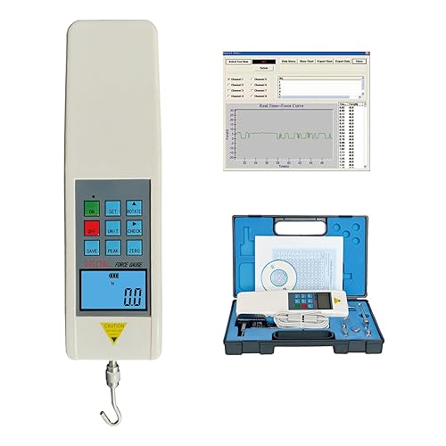 HF-500 Force Gauge 500N Digital Push Pull Gauge with USB Output, N/Lbf/Kgf Units for Tension Spring, Peel Testing, Compression Spring, Bearing Torque HF-500N - Poueer