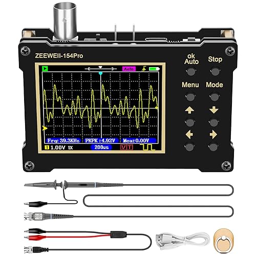 LCD Handheld Digital Oscilloscope Kit - 2.4'TFT Mini Automotive Oscilloscope Signal Generator Frequency 500Khz Portable Oscilloscope 40Ms/s Sampling Rate, 18MHz Bandwidth, Sensitivity 20mV/Div-10V/Div - Poueer