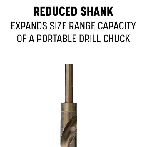 Drill America 45/64' Reduced Shank Cobalt Drill Bit with 3/8' Shank, D/ACO Series - Poueer