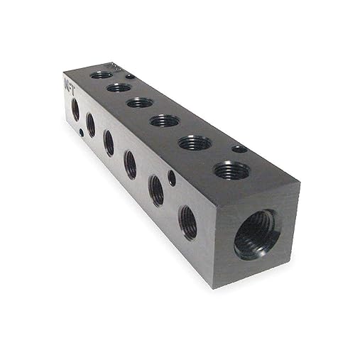 M30-375-6-90, Manifold, 90 Degree Ports, 6-Station, 1/2 NPT Input, 3/8 NPT Output - Poueer