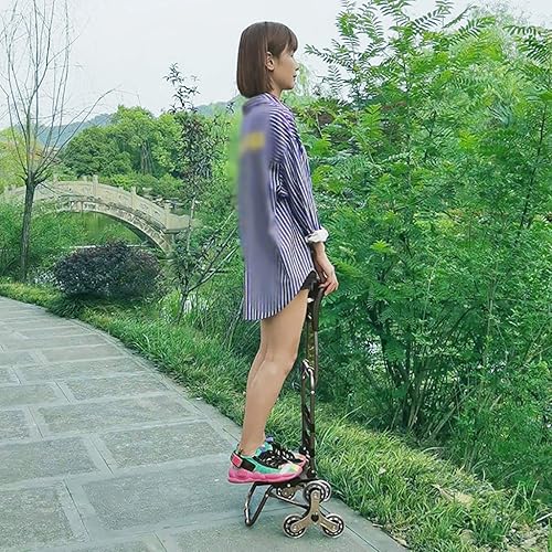 Hand Trucks Stair-Climbing Shopping Cart, Metal Frame 6-Wheel Multifunctional Shopping Cart, Multifunctional Luggage Cart with Wheels Trolleys(B) - Poueer