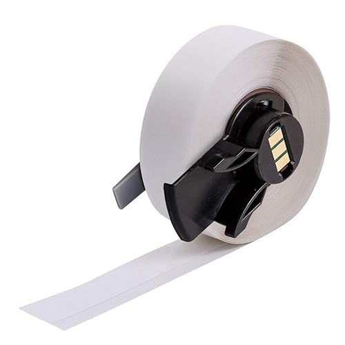 Brady PTL-15-498 TLS 2200 and TLS PC Link 1' Width x 0.275' Height, B-498 Repositionable Vinyl Cloth, Semi-Gloss Finish White Label (750 per Roll) - Poueer