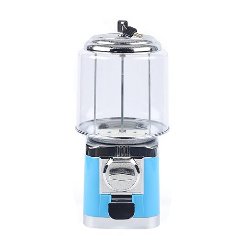 25-Cent Candy Vending Machine with Alloy Shell, PC Transparent Panel, 600 Coin Capacity, Flat Candy Dispenser for Malls, Game Halls, Shops,Blue/Yellow (Blue) - Poueer