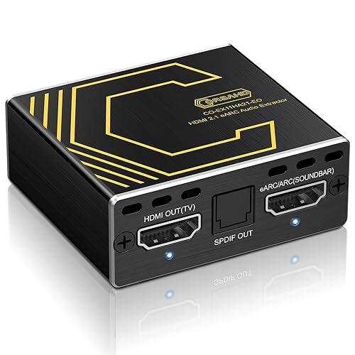 4K@120Hz HDMI 2.1 eARC Audio Extractor Converter,HDMI to eARC,ARC,SPDIF Optical,7.1/5.1CH,Supports VRR,VLLM,CEC,Dolby Digital,Audio De-embed,HDCP 2.2/2.3 Bypass,Compatible with PS5,Xbox - Poueer