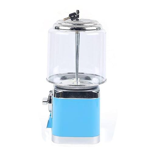 25-Cent Candy Vending Machine with Alloy Shell, PC Transparent Panel, 600 Coin Capacity, Flat Candy Dispenser for Malls, Game Halls, Shops,Blue/Yellow (Blue) - Poueer