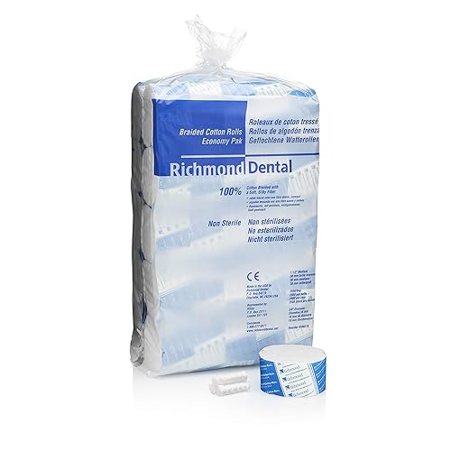 Richmond Dental & Medical 200215 1.5', Medium Braided Cotton Roll, Nonsterile, Economy Pak (Case Pack of 10,000) - Poueer