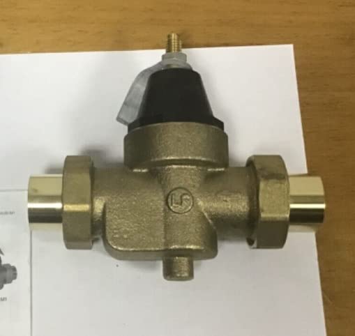 Watts LFN45B Series 3/4' Lead-Free Cast Copper Silicon Alloy Water Pressure Reducing Valve, Double Union Solder Inlet and Outlet, Elastomer Disc, Adjustable Pressure 25 to 75 psi, Maximum 400 psi - Poueer