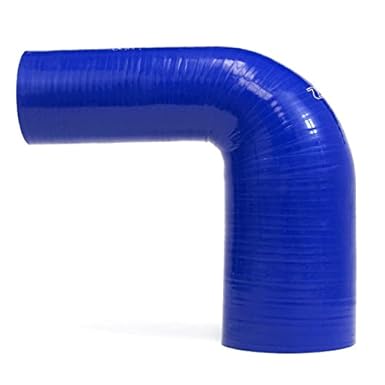 HPS 1-3/8' - 1-1/2' ID, Silicone 90 Degree Elbow Reducer Coupler Hose, High Temp 4-Ply Reinforced, Leg Length on Each Side: 4-1/2', 75 Psi Max. Pressure, SER-81047-BLUE, Silicone, Blue - Poueer