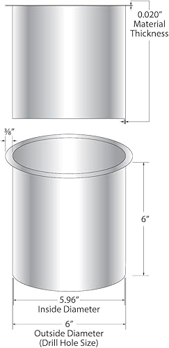 OUTWATER 10' (Nominal) Diameter x 2' Height 304 Polished Stainless Steel Trash Grommets for Countertop Inserted Trash Chutes - Poueer