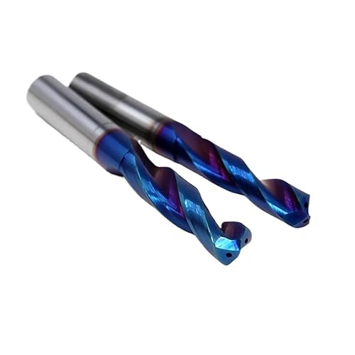 1Pcs 6mm-9mm HRC65 Solid Carbide Drill Bits, Inner Through Coolant Hole 5D Blue Spiral Flute Twist CNC Drill Bit(7.3mm 1pc) - Poueer