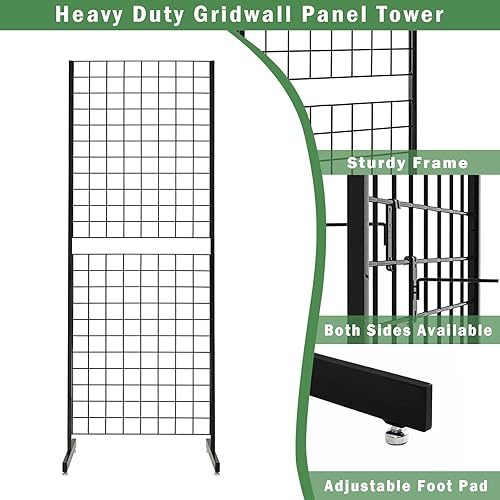 6' x 2' Grid Panel Tower with T Base and Footbeds, White Finish - Poueer