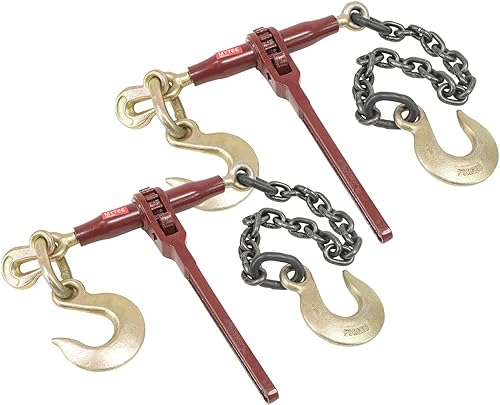 Mytee Products (2 Pack) Ratchet Pro Binder w/ 3/8' Grab & 1/2' Sling Hook, & 2' G8 Chain & 1/2' Sling Hook, 7100 WLL - Poueer