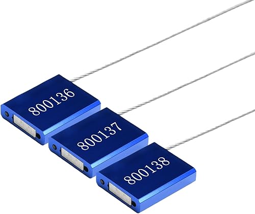 Security Cable Seals Numbered Anti-Tamper Steel Wire Cable Locks Self-Locking Trailer Shipping Seals (50pcs, Blue) - Poueer