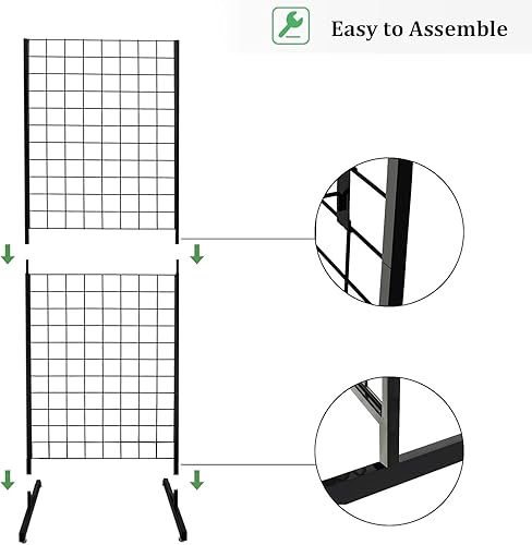 6' x 2' Grid Panel Tower with T Base and Footbeds, White Finish - Poueer