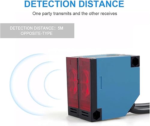 Relay Output 5m Through-Beam Detection Infrared photoelectric Proximity Sensor Switch 12-250V NPN/PNP Transistor/Relay (Size : 90-250VAC Light-ON) - Poueer