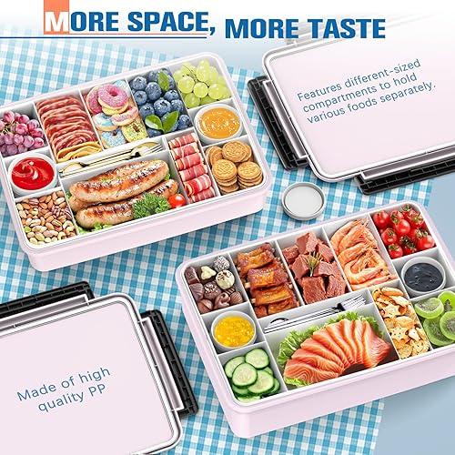 Chilled Divided Serving Tray Snackle Box Container with Ice Pack Bonus Insulated Bag 2 Dip Containers Summer Beach Essentials for Charcuterie Snack Road Trip Picnic Family Party Keep Food Fresh - Poueer