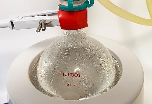 Laboy Glass 1000mL Single Neck Round Bottom Boiling Flask Heavy Wall with 24/40 Joint Heating Reaction Receiving Flask Organic Chemistry Lab Glassware - Poueer