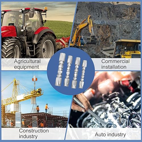 4pcs Reusable Hydraulic Hose Repair Kit,1/4',3/8',1/2' Inner Diameter Compatible with SAE 100R1 1-wire and SAE 100R2 R16 R17 R19 2-wire Hydraulic Hoses,Quick Repair of Various Hydraulic Hose Failures - Poueer