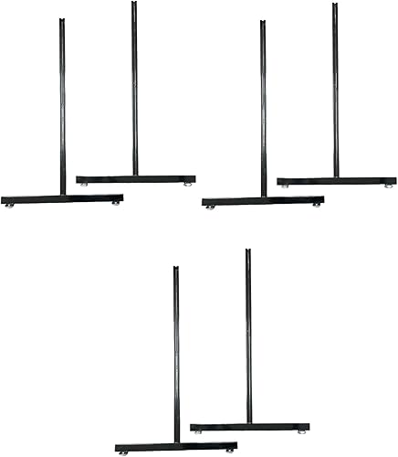 Only Garment Racks Black Gridwall T Base Rectangular Tube With Levelers (Economically Sold in a Set of 3 Pairs) Black Finish - Poueer