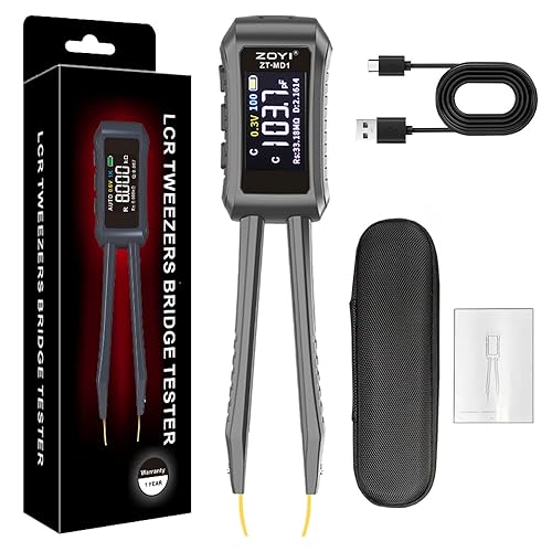 LCR Meter Smart SMD Tweezers Component Tester Diode Capacitance Resistance Measurement 9999 Count Portable Tools - Poueer