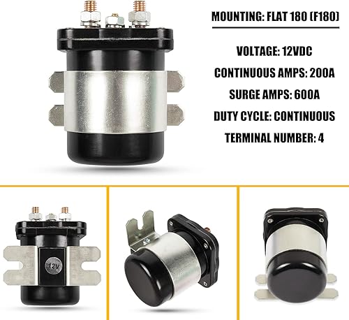 RANSOTO 586-105111 586-902 Solenoid Contactor 4 terminal 12V DC 200A Compatible with Trombetta 114-1211-020 114-1211-010 White Rodgers Replace 15-550 SO51221 SBJ4201 - Poueer