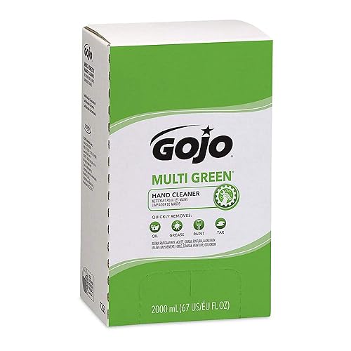 GOJO MULTI GREEN Hand Cleaner, Natural Citrus Solvent, 2000 mL, USDA Certified Biobased Product Hand Cleaner with Natural Pumice Refill PRO TDX Push Style Dispenser (Pack of 4) - 7265-04 - Poueer