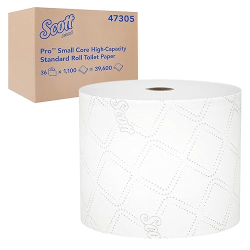 Scott Professional Pro Small Core High-Capacity Standard Roll Bulk Toilet Paper (47305), 2-Ply, Elevated Design, White (36 Rolls of 1,100 Sheets, 39,600 Sheet Total) - Poueer
