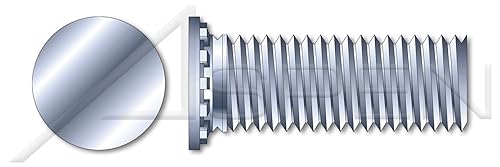 (1000 pcs) #8-32 X 2, Self-Clinching Studs, Flush Head Self-Clinching Studs, Full Thread, Steel, Zinc Plated and Baked - Poueer