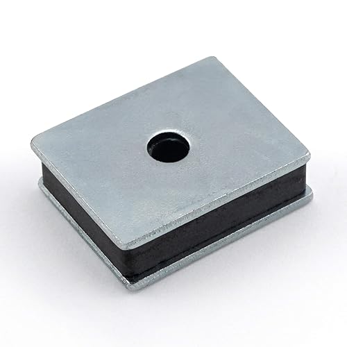 Master Magnetics Ceramic Latch Magnet Assemblies - Rectangular with Center Hole, Zinc Plated, 1' Length, 0.813' Width, 0.313' Height, 12 Pound Pull, Silver, Pack of 24, CA41LWHX24 - Poueer