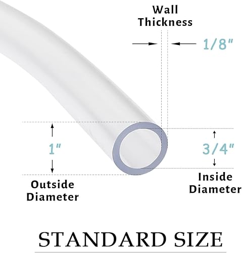 DAVCO 3/4' ID x 50ft Clear Vinyl Tubing, Low Pressure Flexible PVC Tubing, Heavy Duty UV Chemical Resistant Lightweight Plastic Vinyl Hose, BPA Free and Non Toxic - Poueer