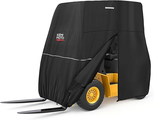 KEMIMOTO Forklift Cover, Side Zippered Easy to Get Items Hatch Heavy Duty 420D Oxford Compatible with Forklifts Up to 8000Lb Water-Resistance Fork Truck104.3'L*49.2'W'*80.3'H Outdoor Industrial Truck - Poueer