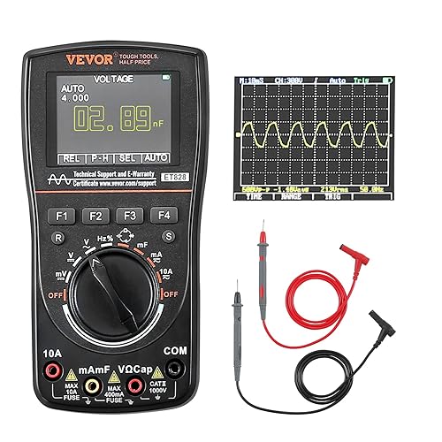 VEVOR 2-in-1 Handheld Digital Oscilloscope, 2.5MS/S Sampling Rate, 1MHZ Bandwidth Portable Oscilloscope Multimeter with 2.4'' LCD Display Storage Bag, for Automotive Repair Electronic Circuit Testing - Poueer